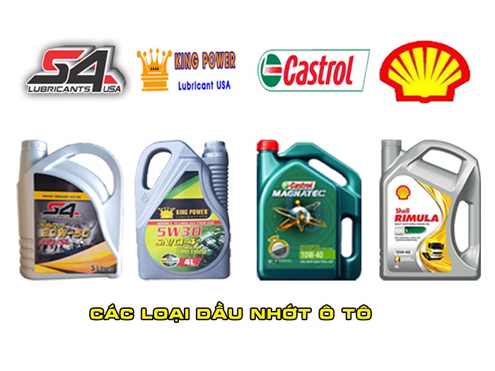 Các loại dầu nhớt ô tô phổ biến hiện nay.