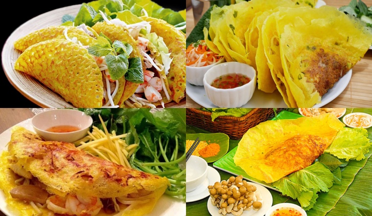 Bánh xèo - Bột, nhân và phần rau ăn kèm Bánh xèo - Bột, nhân và phần rau ăn kèm