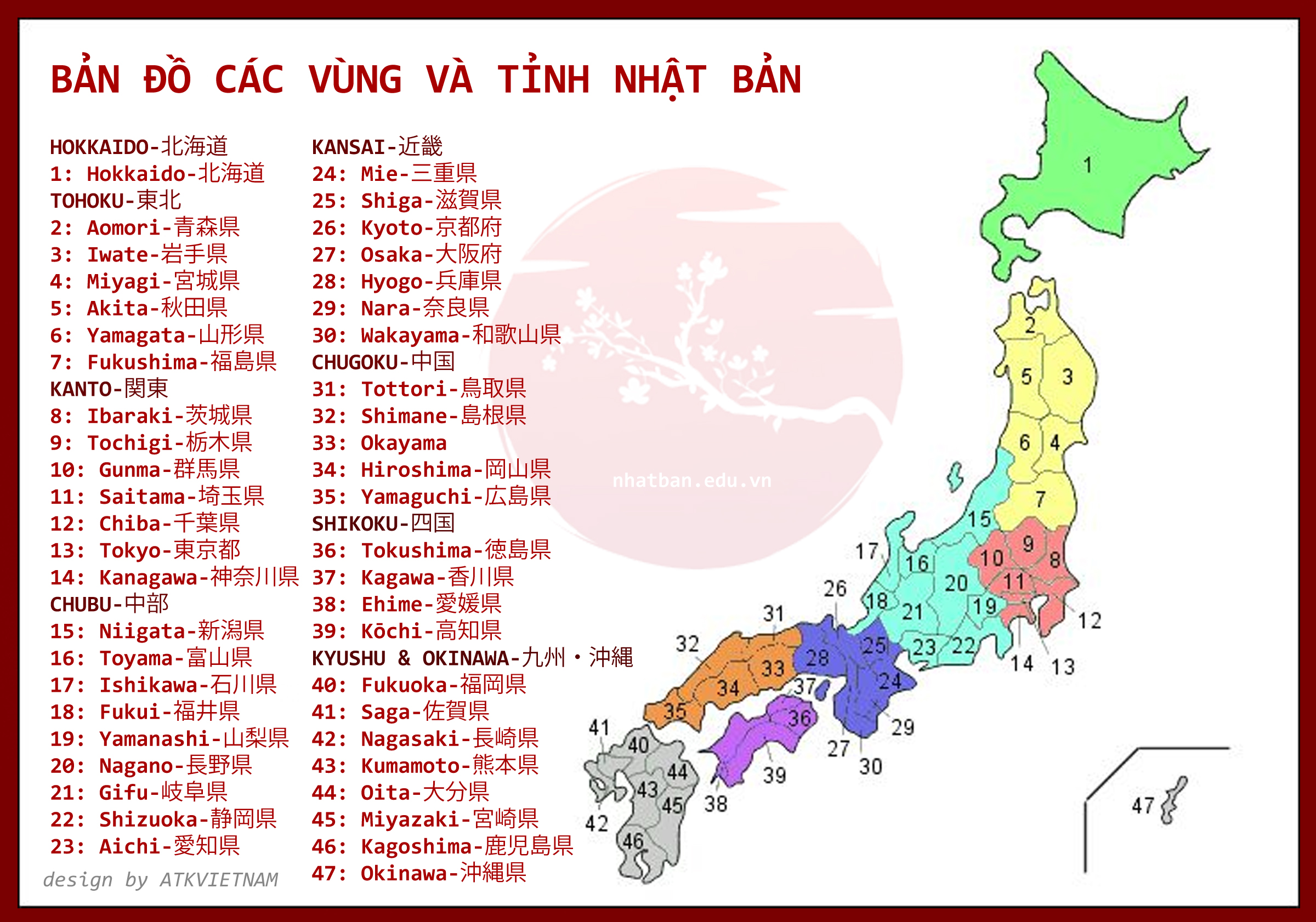 Bản đồ Nhật Bản - Nhận diện các khu vực hành chính phổ biến