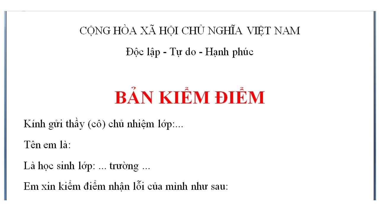 Cách viết bản kiểm điểm - Phần thông tin mở đầu