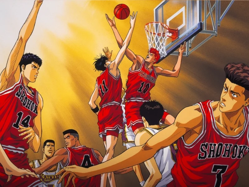 Hình ảnh các cầu thủ bóng rổ trong bộ anime thể thao truyền cảm hứng Slam Dunk
