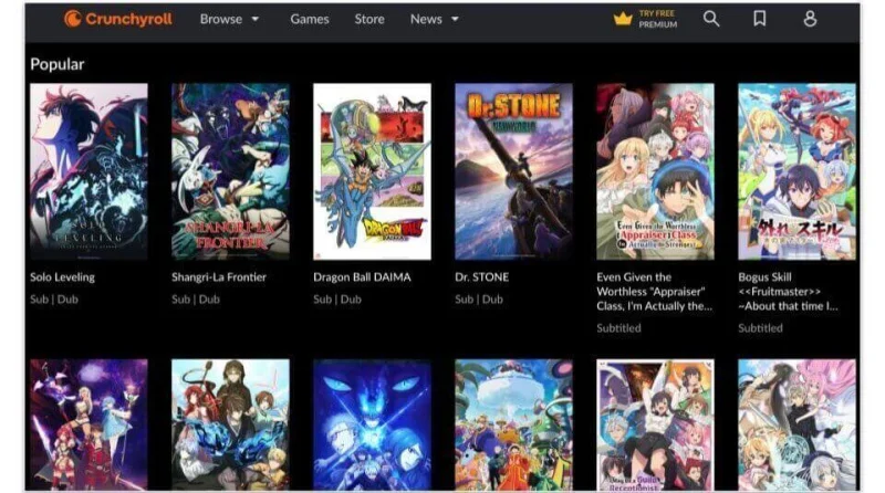 Giao diện trang web xem phim anime trực tuyến chất lượng cao