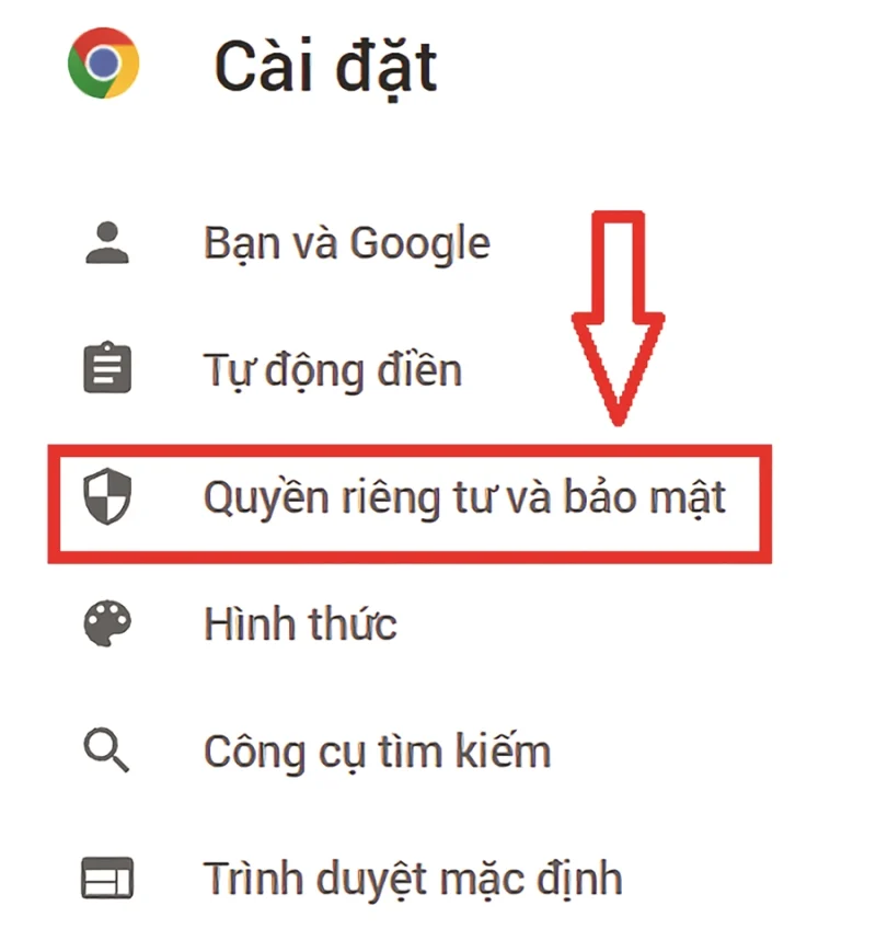 Hướng dẫn truy cập mục Quyền riêng tư và bảo mật trên trình duyệt Chrome