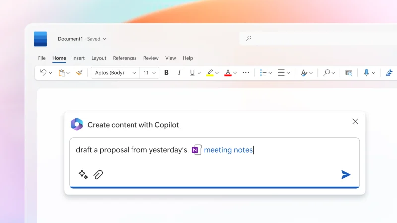 Giao diện Microsoft Copilot hỗ trợ soạn thảo văn bản trong Microsoft Word