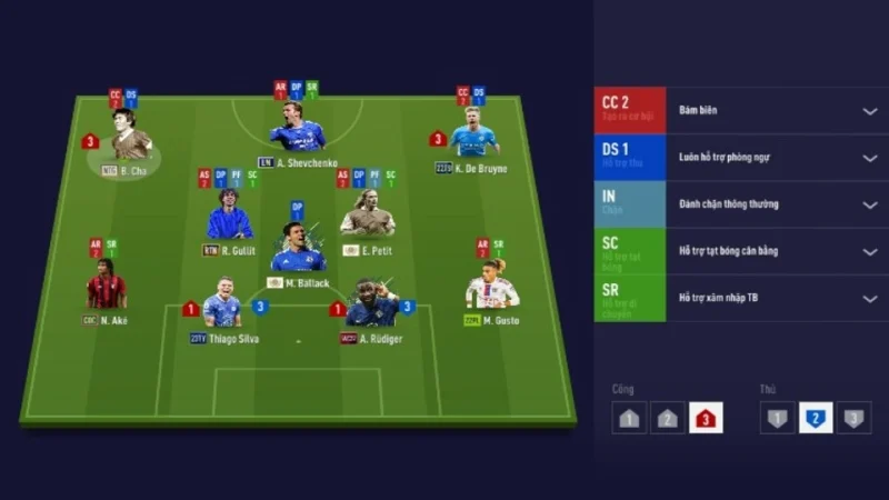 Giao diện cài đặt chiến thuật đội hình trong game Fifa Online 4