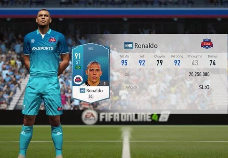 Giao diện chỉ số cầu thủ Ronaldo trong game FIFA Online 4