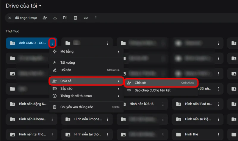 Hướng dẫn các bước chia sẻ thư mục trên Google Drive chi tiết