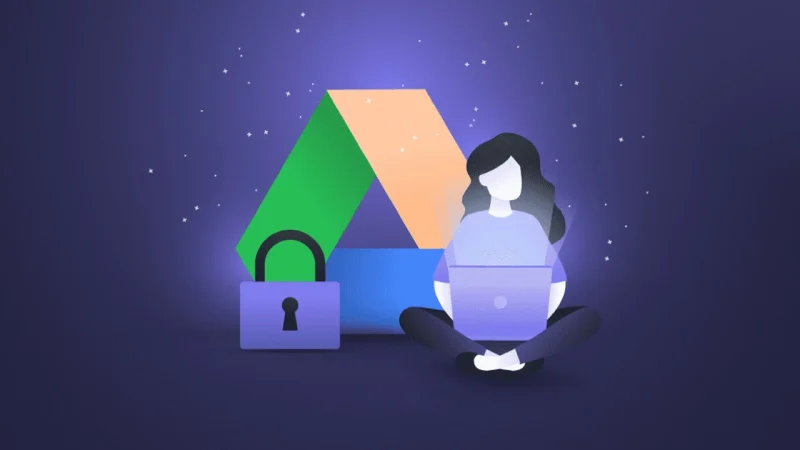 Người dùng đang thao tác bảo mật và chia sẻ dữ liệu trên Google Drive