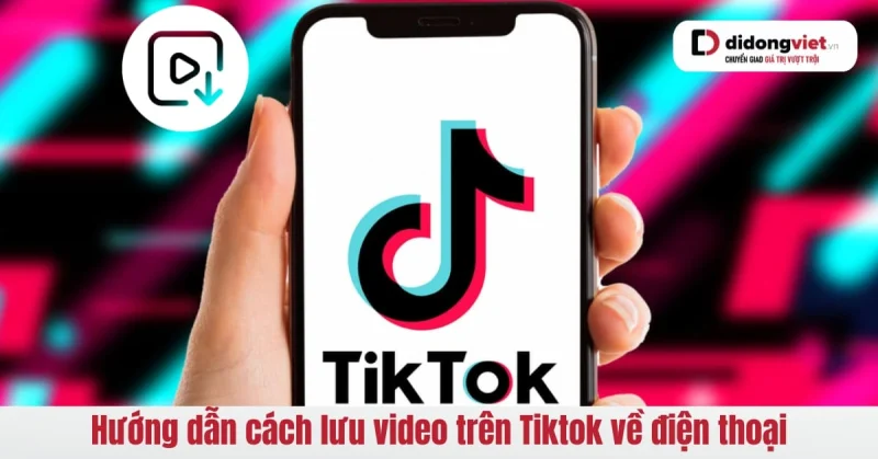 Điện thoại hiển thị logo TikTok hỗ trợ tải video chất lượng cao