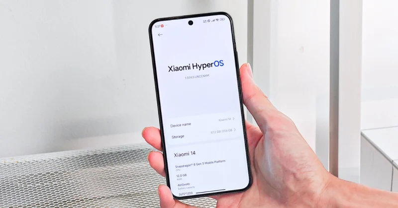 Điện thoại Xiaomi hiển thị thông tin cấu hình trong phần cài đặt