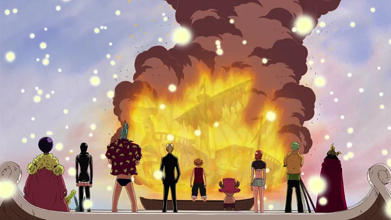 Băng Mũ Rơm chia tay con tàu Going Merry trong One Piece