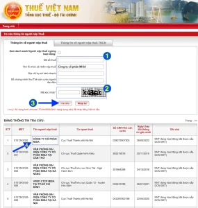 Giao diện trang web tra cứu mã số thuế doanh nghiệp chính thức