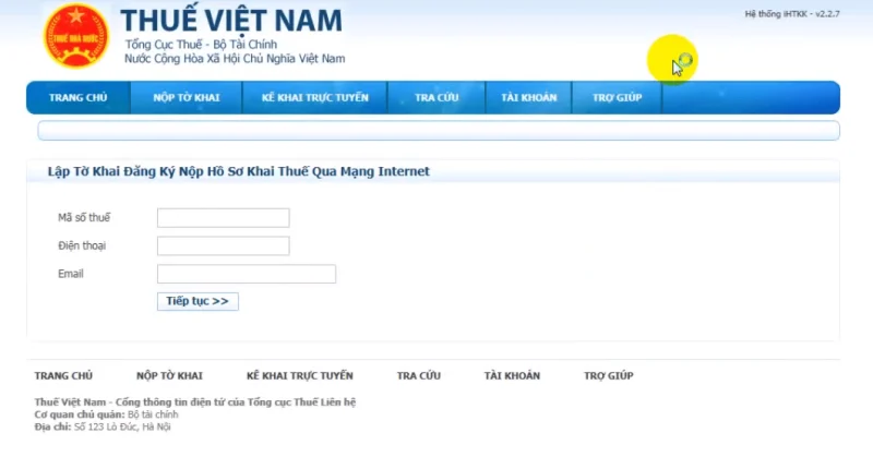 Giao diện trang web tra cứu mã số thuế cá nhân chính thống