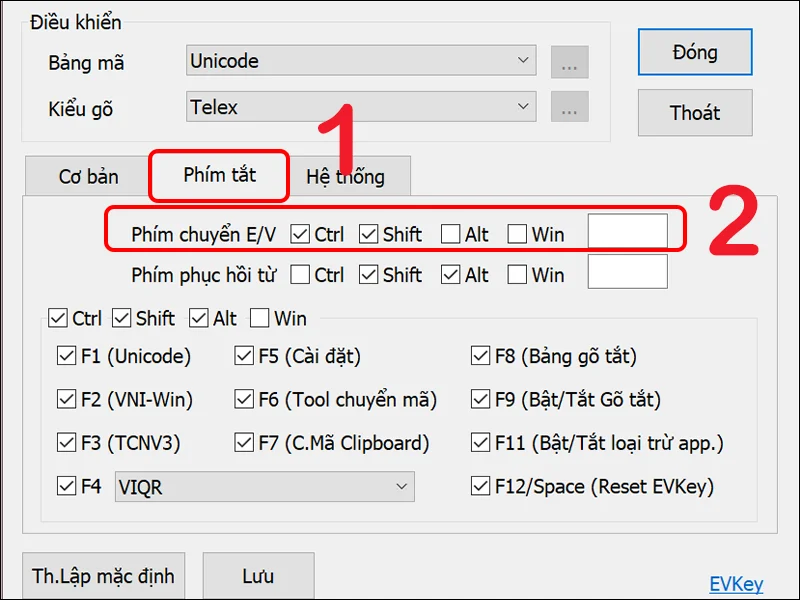 Cài đặt phím tắt chuyển đổi tiếng Việt trong phần mềm Unikey
