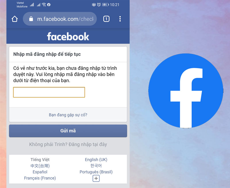 Đăng nhập tài khoản Facebook