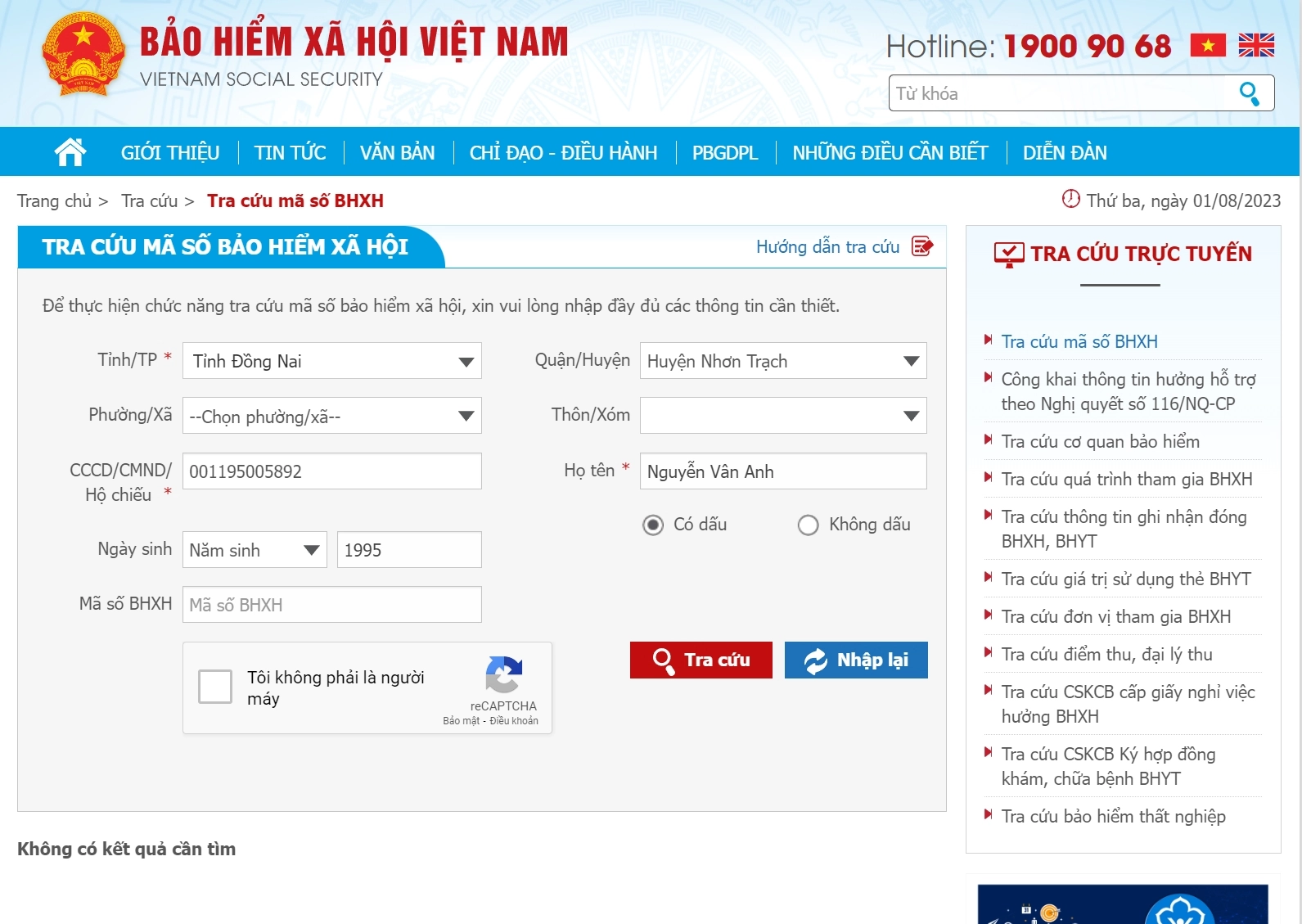 Tra cứu thông tin bảo hiểm xã hội