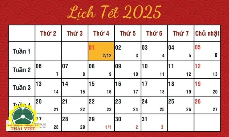 Lịch âm 2025 - Bảng ngày bắt đầu các tháng âm lịch Lịch âm 2025 - Bảng ngày bắt đầu các tháng âm lịch