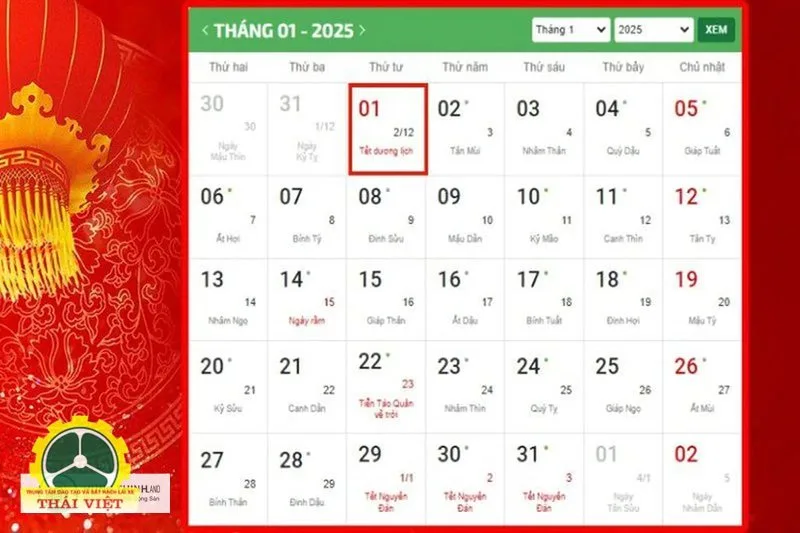 Lịch âm 2025 - Các ngày lễ lớn đầu năm Lịch âm 2025 - Các ngày lễ lớn đầu năm